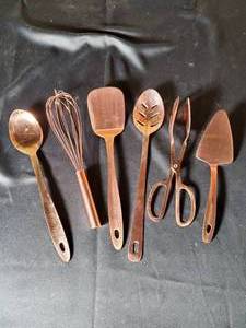 lot 125 image: Vintage Style Copper Kitchen Utensil Set