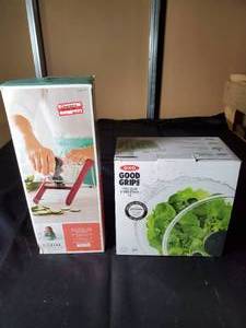 lot 127 image: Giada Safe-Slice Mandoline Slicer and OXO Good Grips Salad Spinner