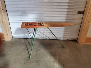 lot 155 image: Vintage Ironing Board with Unique Advertisements