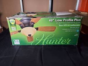 lot 156 image: Hunter 48 Low Profile Plus Ceiling Fan with Light, New Bronze