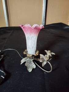 lot 168 image: Antique Brass and Blown Glass Angel Lamp