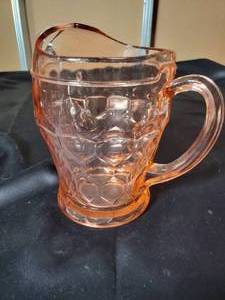 lot 170 image: Vintage Rose Glass Pitcher with Damaged Rim