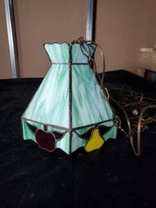 lot 179 image: Vintage Stained Glass Kitchen Pendant Light with Damage