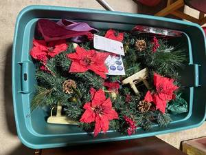 lot 95 image: Large Assorted Christmas Decoration Lot with Artificial Garlands and Ornaments
