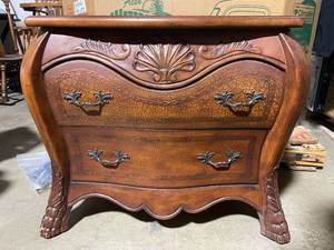 lot 202 image: Elegant Vintage Wooden Side Table with Carved Details