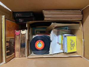 lot 234 image: Large Box of Vintage Records, Music Books, and CDs