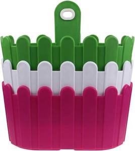 Flower Pots, ISWEES 3 Packs Vase Window Box Hanging Basket Plant Hanger Holders for Indoor and Outdoor Garden Home Decor, WhiteGreenRose - Large Funky Fence