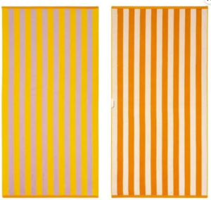 16 Pack - Sun Squad Reversible 3 x 6 Purple Yellow White & Orange Extra Long Beach Towel