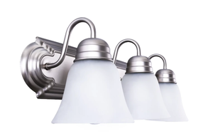 Mainstays 20 Traditional 3-Head Vanity Lights, Glass Shades, Satin Nickel