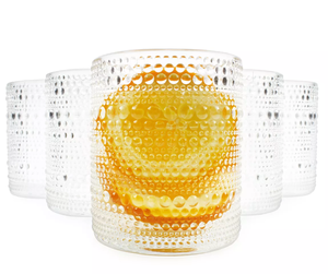 Darware Hobnail 12oz Drinking Glasses, 6pk, Old-Fashioned Style Beverage Tumblers for Tabletop, Bar Use or as Candle Jars