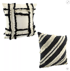 2 Sets Of 2  AuldHome Design Boho Farmhouse Throw Pillow Covers, 16 x 16 Fringed