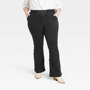 Womens Plus Size High-Rise Anywhere Flare Jeans - Knox Rose Black Denim 26
