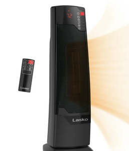 Lasko 22 1500W Oscillating Ceramic Tower Space Heater with Remote, Black, CT22835