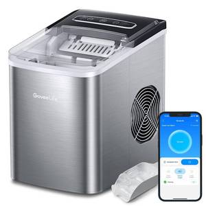 GoveeLife Smart Ice Makers, Portable Countertop Ice Maker Machine with Self-Cleaning, 6 Mins 9 Bullet Ice, 26lbs24Hrs, Voice Remote for Home Kitchen Party Camping, with Ice Scoop Stainless Silver