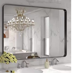 TOOLKISS 48 in. W x 32 in. H Rectangular Aluminum Framed Wall Bathroom Vanity Mirror in Black