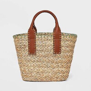 4 Pack Lot Straw Mini Tote Handbag - Universal Thread Natural