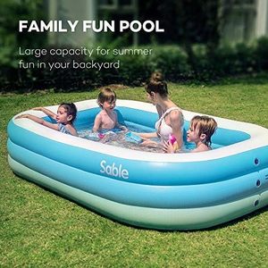 Sable Inflatable Pool, Family Swim Center Pool for Kids, Adults, Backyard, Outdoor, 118 X 72 X 20