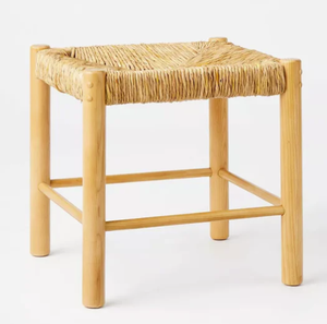 Moro Canyon Woven Ottoman with Wood Legs Natural (FA) - Threshold designed with Studio McGee