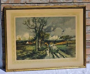 lot 29 image: Pencil Signed Lithograph Claude Dowall - Farm Scene