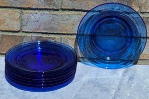 lot 75 image: Blue Cobalt Glass Saucers
