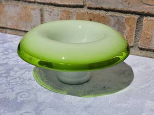 lot 10A image: Unique Czech Bavarian Glass Mushroom Dish