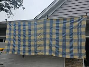 lot 54G image: Vintage Blue Plaid Massive Wool Coverlet