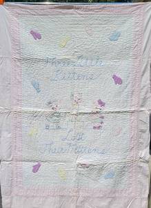 lot 118 image: Three Little Kittens Embriodered Childs Nursery Quilt
