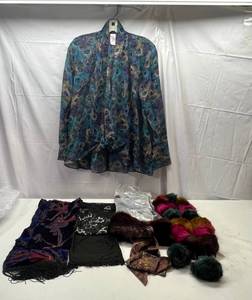 lot 10 image: MM. New-Assorted Scarves & a Cover Up