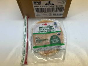 lot 84 image: D. 12x 6oz Applegate Organics Oven Roasted Turkey Breast Sell By 02142024