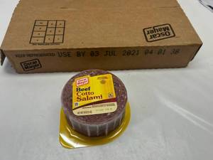 lot 141 image: L. 1 Case Oscar Meyer Beef Cotto Salami&nbspBest&nbspBy 07032021