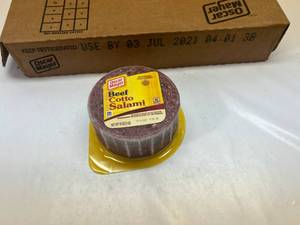 lot 144 image: L. 1 Case Oscar Meyer Beef Cotto Salami&nbspBest&nbspBy 07032021