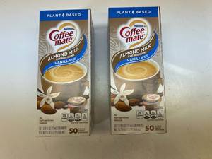lot 178 image: MM. 2x 50ct Coffee Mate Almond Milk Creamer-Vanilla