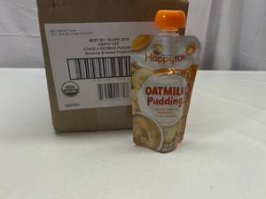 lot 187 image: MM. 16x 4oz Pouches Happy Tot Stage 4 Oatmilk Pudding-Bananas & Sweet Potatoes&nbspBest&nbspBy 04182024
