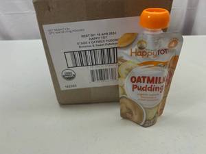 lot 188 image: MM. 16x 4oz Pouches Happy Tot Stage 4 Oatmilk Pudding-Bananas & Sweet Potatoes&nbspBest&nbspBy 04182024