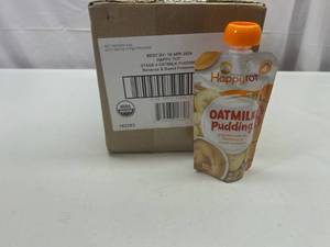 lot 190 image: MM. 16x 4oz Pouches Happy Tot Stage 4 Oatmilk Pudding-Bananas & Sweet Potatoes&nbspBest&nbspBy 04182024
