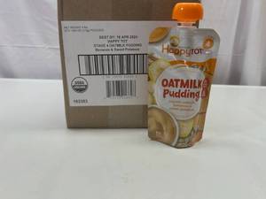 lot 198 image: MM. 16x 4oz Pouches Happy Tot Stage 4 Oatmilk Pudding-Bananas & Sweet Potatoes&nbspBest&nbspBy 04182024