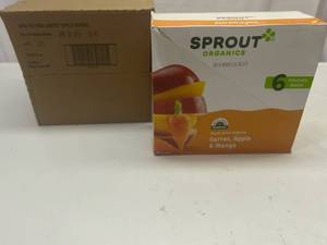 lot 252 image: MM. 12x 3.5oz Pouches Sprout Organics Carrot,Apple & Mango&nbspBest&nbspBy 042024