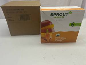 lot 254 image: MM. 12x 3.5oz Pouches Sprout Organics Carrot,Apple & Mango&nbspBest&nbspBy 042024