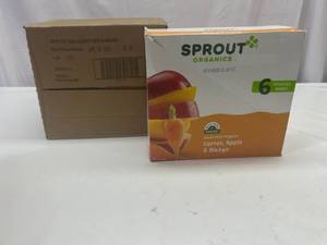 lot 256 image: MM. 12x 3.5oz Pouches Sprout Organics Carrot,Apple & Mango&nbspBest&nbspBy 042024