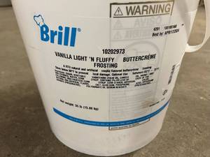 lot 348 image: 35lbs Brill Vanilla Buttercream Frosting-4172024(5gallon Bucket)&nbspBest&nbspBy 04172024