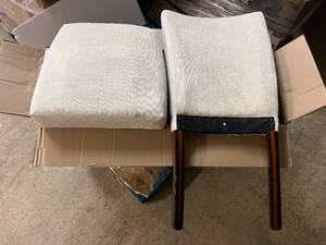 lot 8 image: 2 Espresso Finish Camel Channille Parson Chair