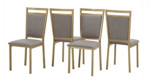 lot 14 image: 4 Gold Finish Grey Linen-Like Side Chair