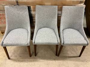 lot 22 image: 3 Gray Upholstered Casual Chairs