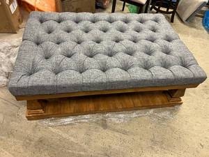 lot 23 image: Large Gray Tufted Ottoman