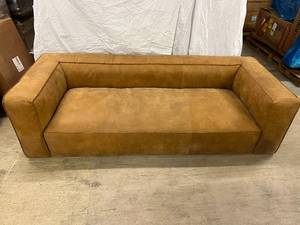 lot 32 image: 3 Seat Low Back Style Over Stuffed Sofa