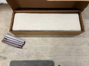 lot 38 image: Espresso Finish Beige Linen 52 L Bench