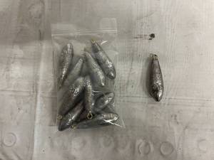 lot 123 image: 10pc Bullet Raindrop Sinker Weights - 40g
