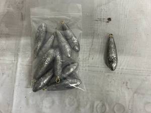 lot 124 image: 10pc Bullet Raindrop Sinker Weights - 40g