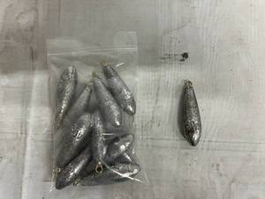 lot 125 image: 10pc Bullet Raindrop Sinker Weights - 40g