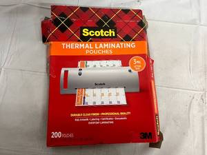 lot 152 image: 200 Scotch Thermal Laminating Pouches